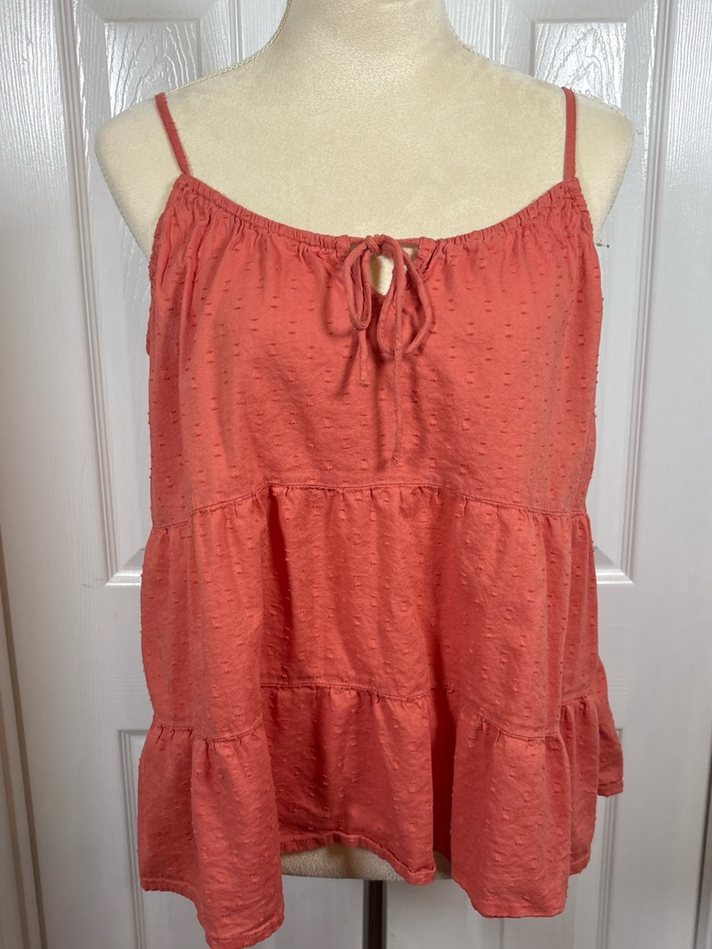 Old Navy Coral Tiered Tie-Front Camisole Babydoll Tiered Feminine Coastal